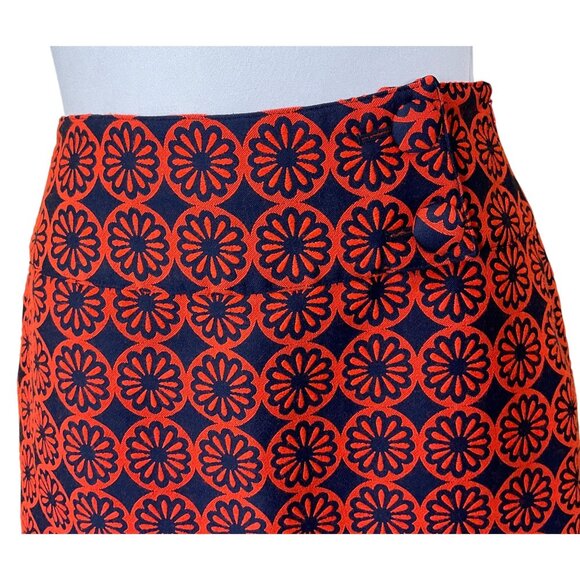 Anthropologie Maeve Lined Wool Blend Red Blue Floral Medallion Mini Skirt 2 - Picture 2 of 7